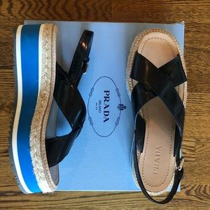 Prada Black Platform Espadrille Sandal Size 11